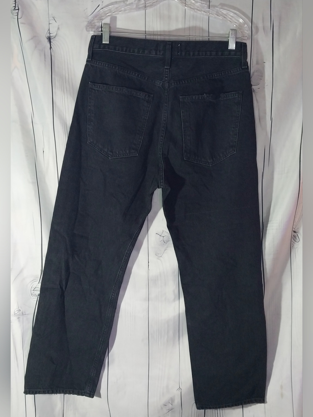 Agolde Black Distressed High-Rise Casual Straight Leg 90's Grunge Style Jeans - Picture 2 of 10